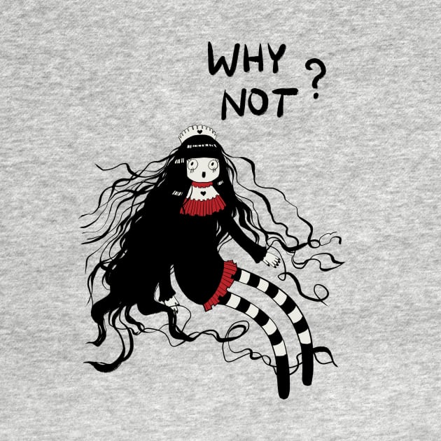 Goth Girl Black White Red Cartoon Art by Jay Spotting